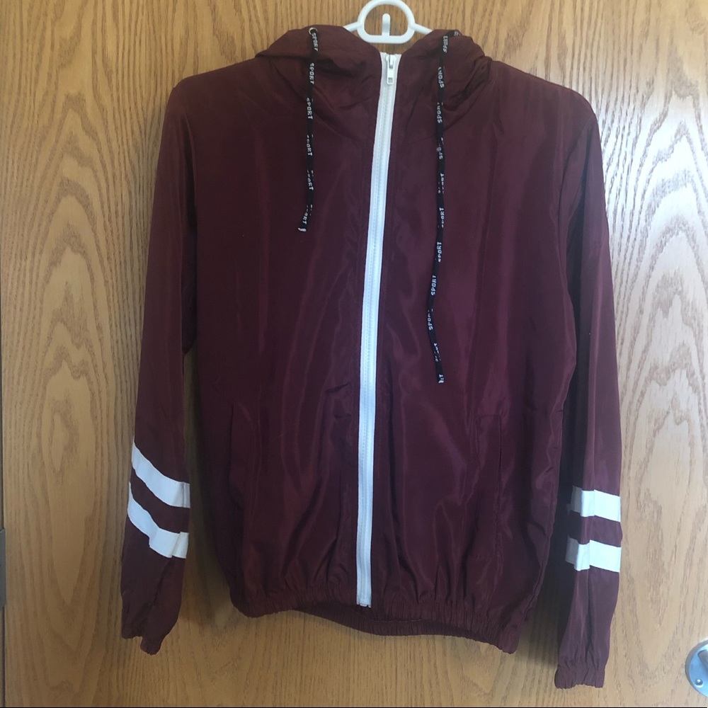 Zaful Maroon Zip Up Jacket